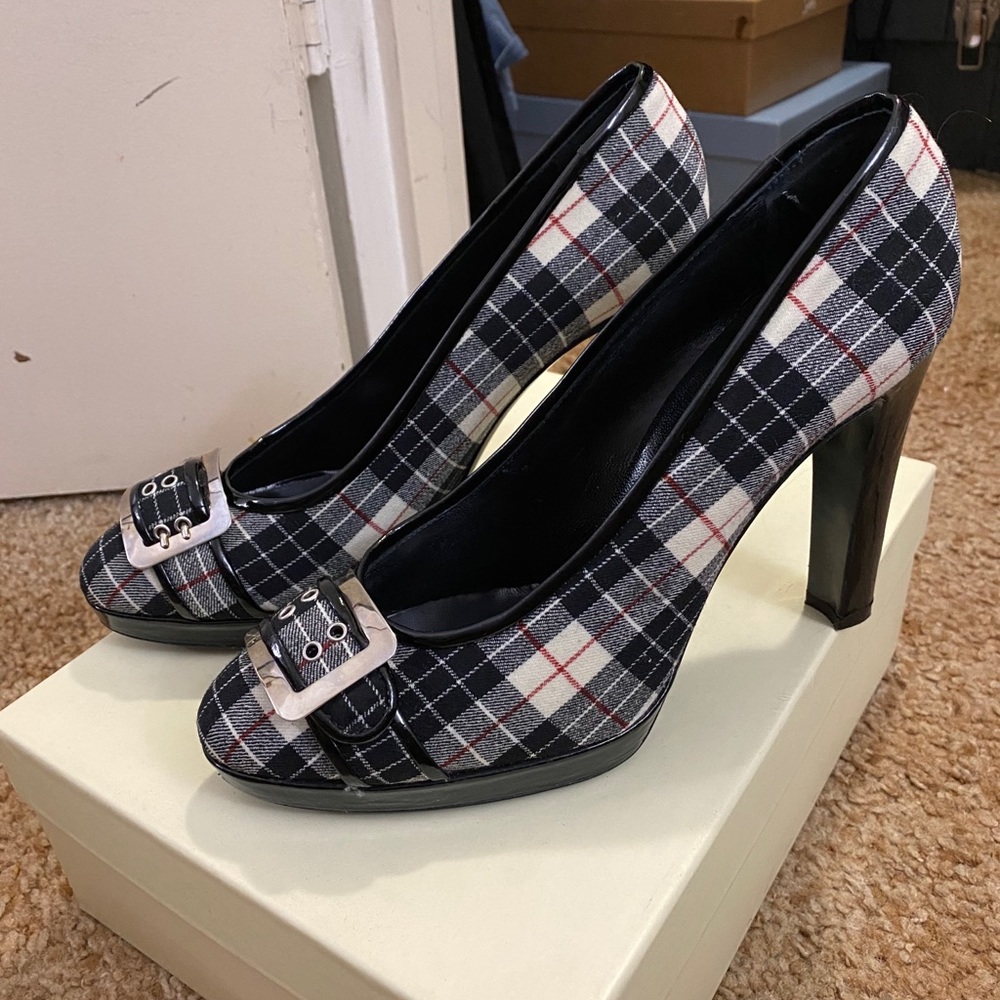 JEAN PAUL GAULTIER Blue Plaid Taglia Pumps